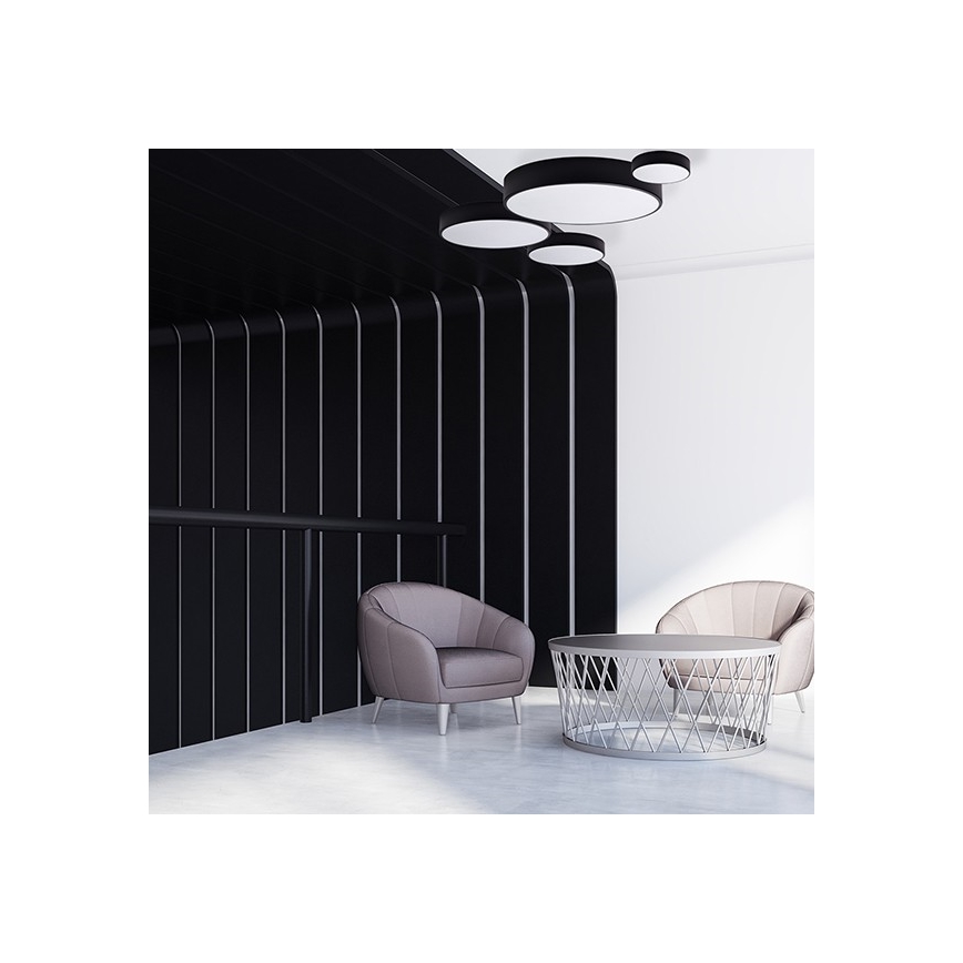 Vannas istabas griestu lampa CLEO ar sensoru, 3xE27/24W/230V, Ø 40 cm, melna, IP54