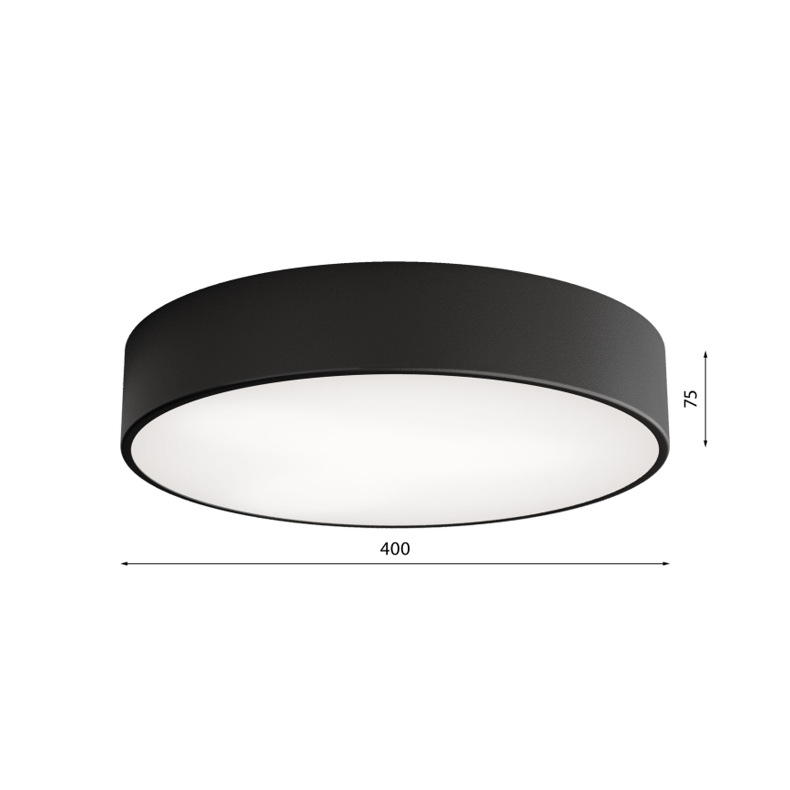 Vannas istabas griestu lampa CLEO ar sensoru, 3xE27/24W/230V, Ø 40 cm, melna, IP54