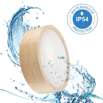 Vannas istabas griestu lampa NATURAL 2xE27/15W/230V IP54 priede ø 27 cm - FSC sertificēts