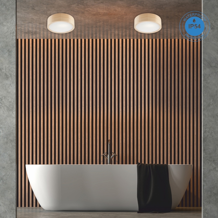 Vannas istabas griestu lampa NATURAL 2xE27/15W/230V IP54 priede ø 27 cm - FSC sertificēts
