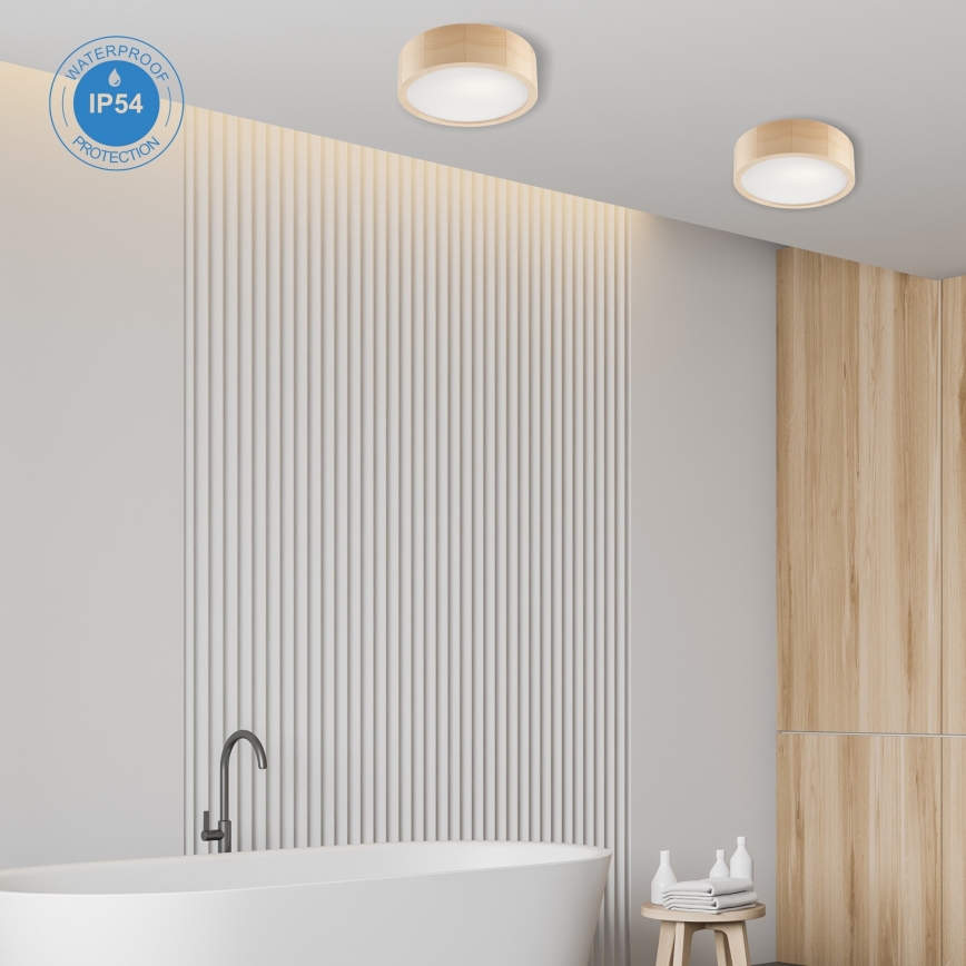 Vannas istabas griestu lampa NATURAL 2xE27/15W/230V IP54 priede ø 27 cm - FSC sertificēts