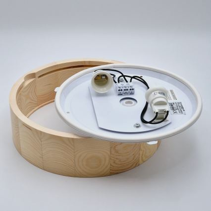 Vannas istabas griestu lampa NATURAL 2xE27/15W/230V IP54 priede ø 27 cm - FSC sertificēts