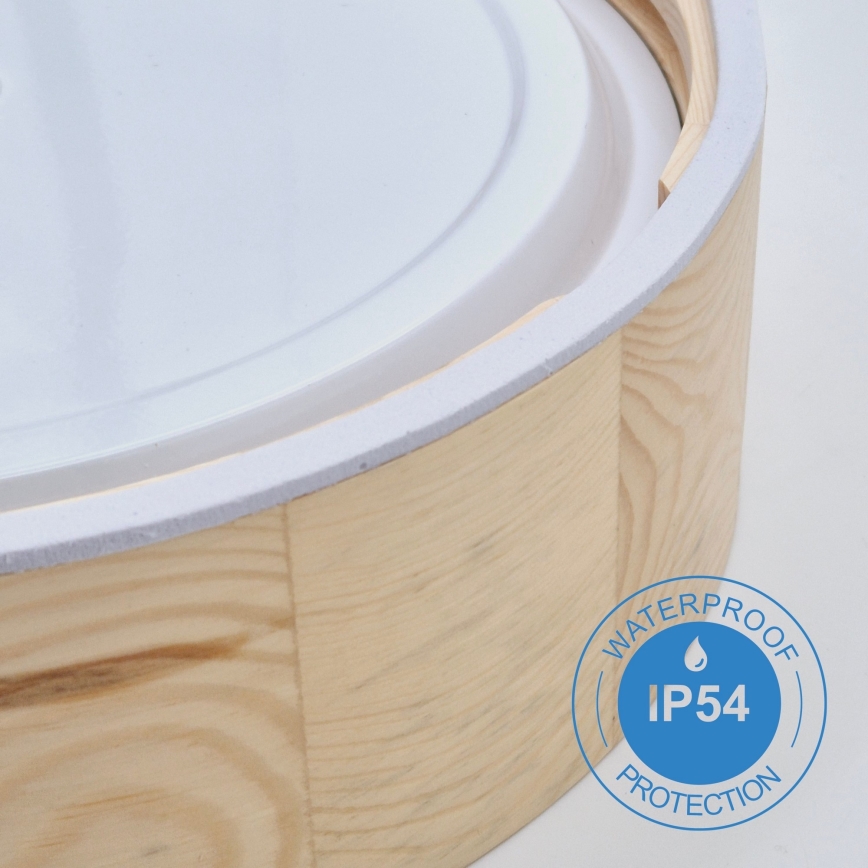 Vannas istabas griestu lampa NATURAL 2xE27/15W/230V IP54 priede ø 27 cm - FSC sertificēts