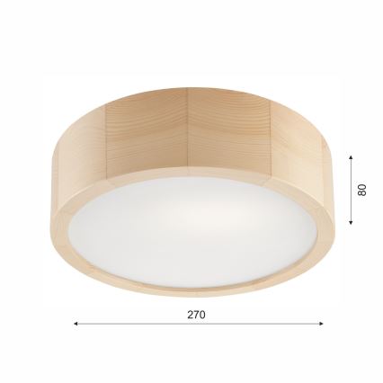 Vannas istabas griestu lampa NATURAL 2xE27/15W/230V IP54 priede ø 27 cm - FSC sertificēts