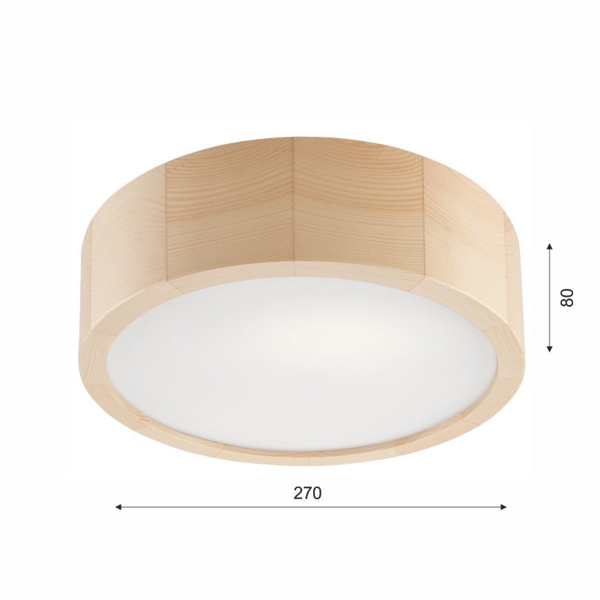 Vannas istabas griestu lampa NATURAL 2xE27/15W/230V IP54 priede ø 27 cm - FSC sertificēts