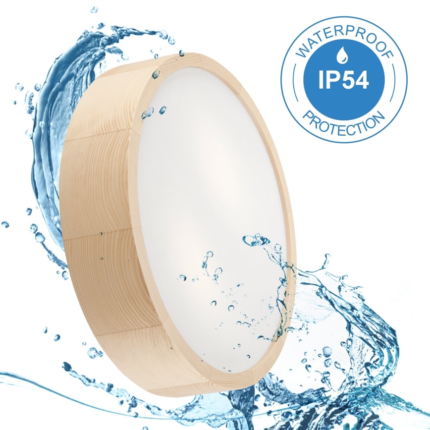 Vannas istabas griestu lampa NATURAL 3xE27/15W/230V IP54 priede ø 37 cm - FSC sertificēts