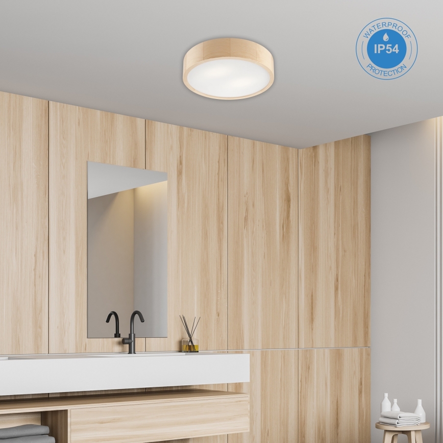 Vannas istabas griestu lampa NATURAL 3xE27/15W/230V IP54 priede ø 37 cm - FSC sertificēts