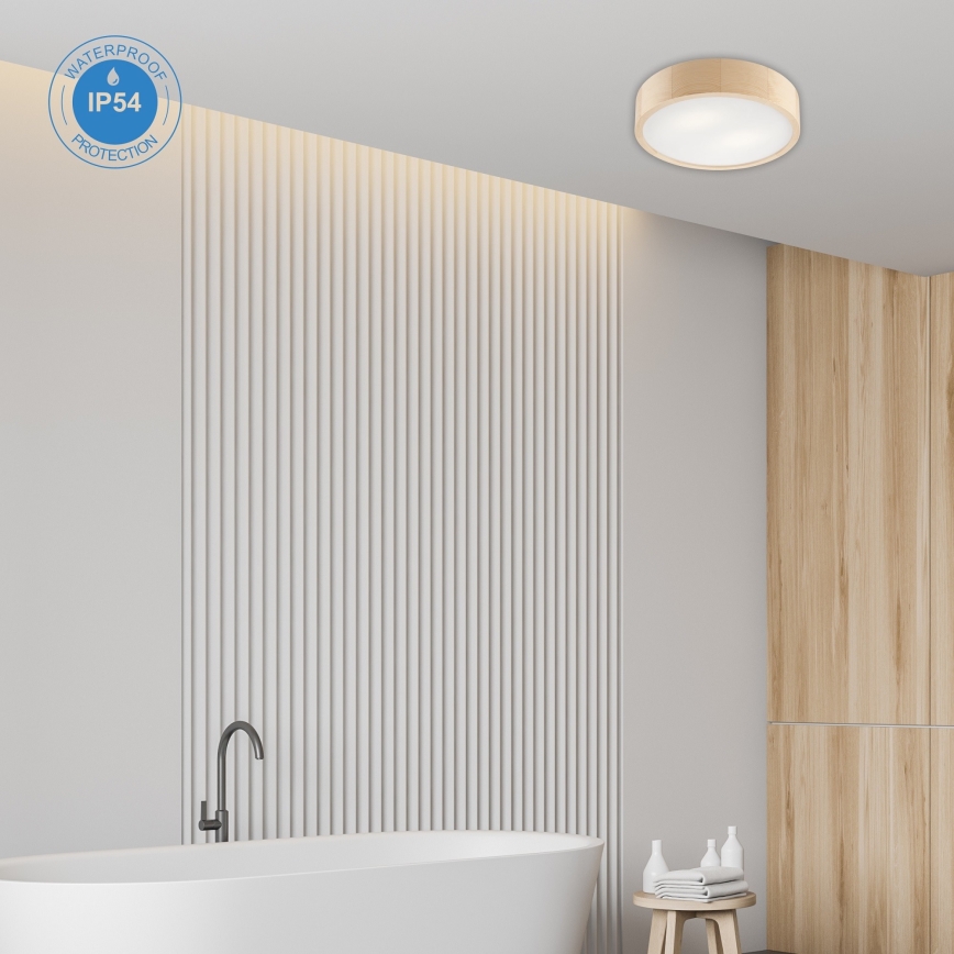 Vannas istabas griestu lampa NATURAL 3xE27/15W/230V IP54 priede ø 37 cm - FSC sertificēts