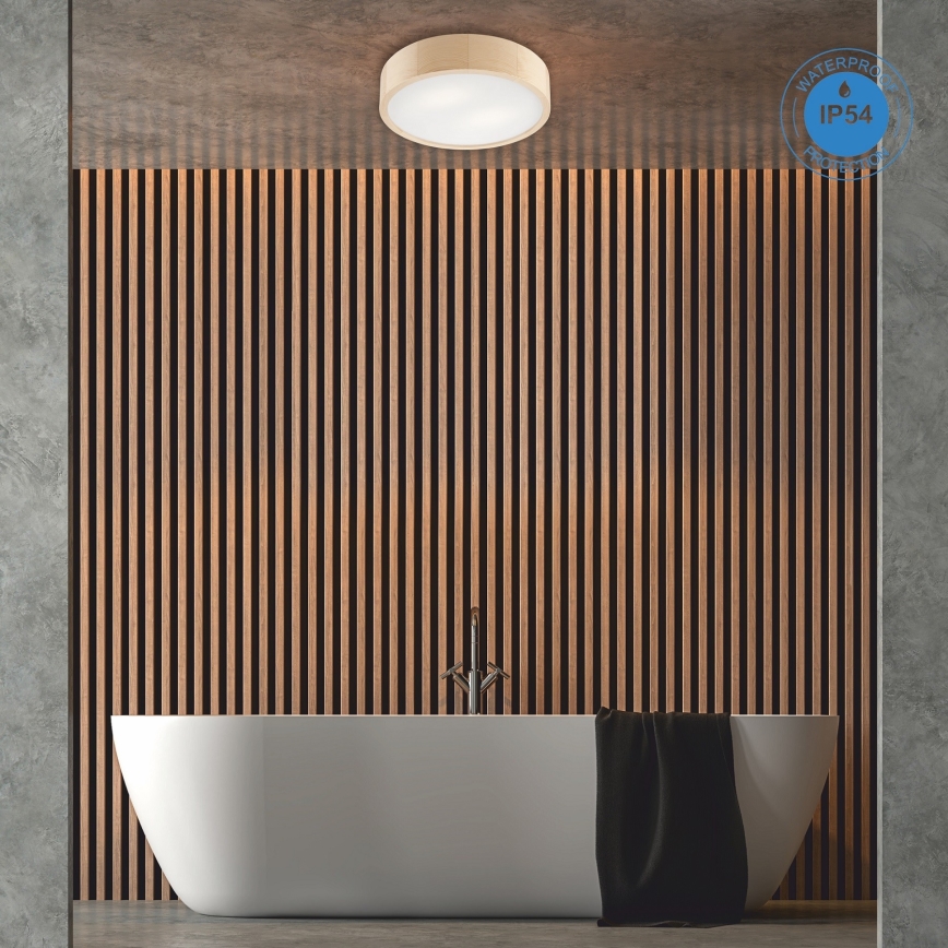 Vannas istabas griestu lampa NATURAL 3xE27/15W/230V IP54 priede ø 37 cm - FSC sertificēts