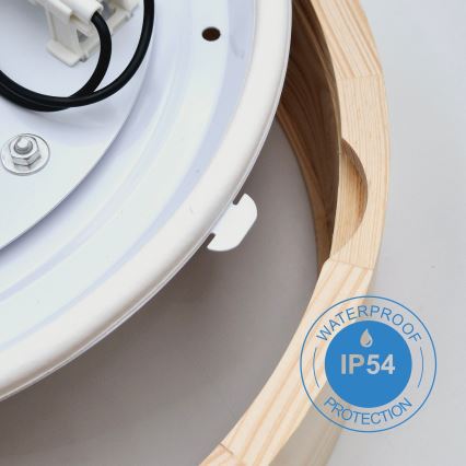 Vannas istabas griestu lampa NATURAL 3xE27/15W/230V IP54 priede ø 37 cm - FSC sertificēts