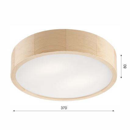 Vannas istabas griestu lampa NATURAL 3xE27/15W/230V IP54 priede ø 37 cm - FSC sertificēts