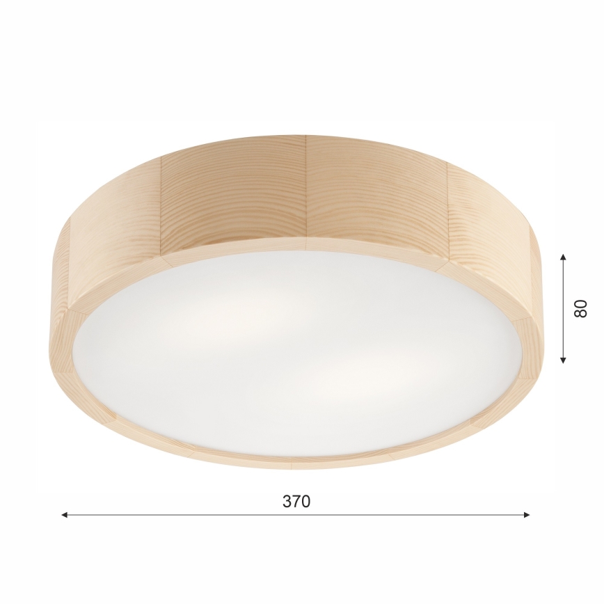 Vannas istabas griestu lampa NATURAL 3xE27/15W/230V IP54 priede ø 37 cm - FSC sertificēts