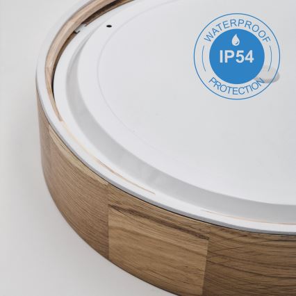 Vannas istabas griestu lampa OAK, 3x E27/15W/230V, ozols, Ø 37 cm, IP54