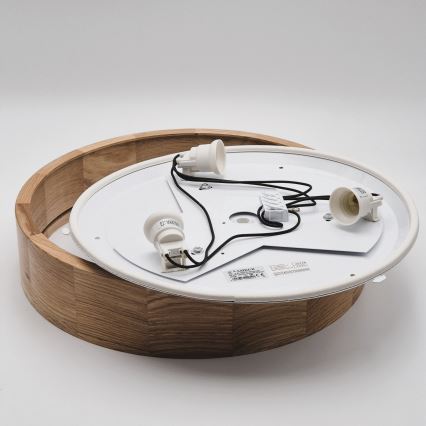 Vannas istabas griestu lampa OAK, 3x E27/15W/230V, ozols, Ø 37 cm, IP54