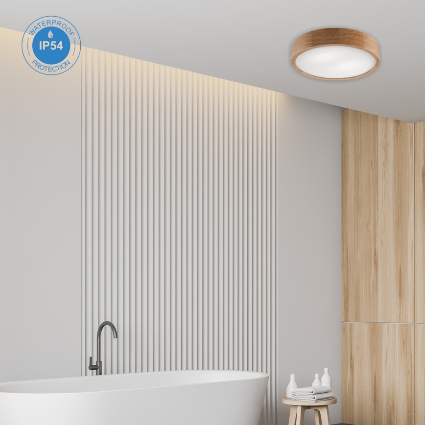 Vannas istabas griestu lampa OAK 3xE27/15W/230V ozols ø 37 cm IP54 - FSC sertificēts