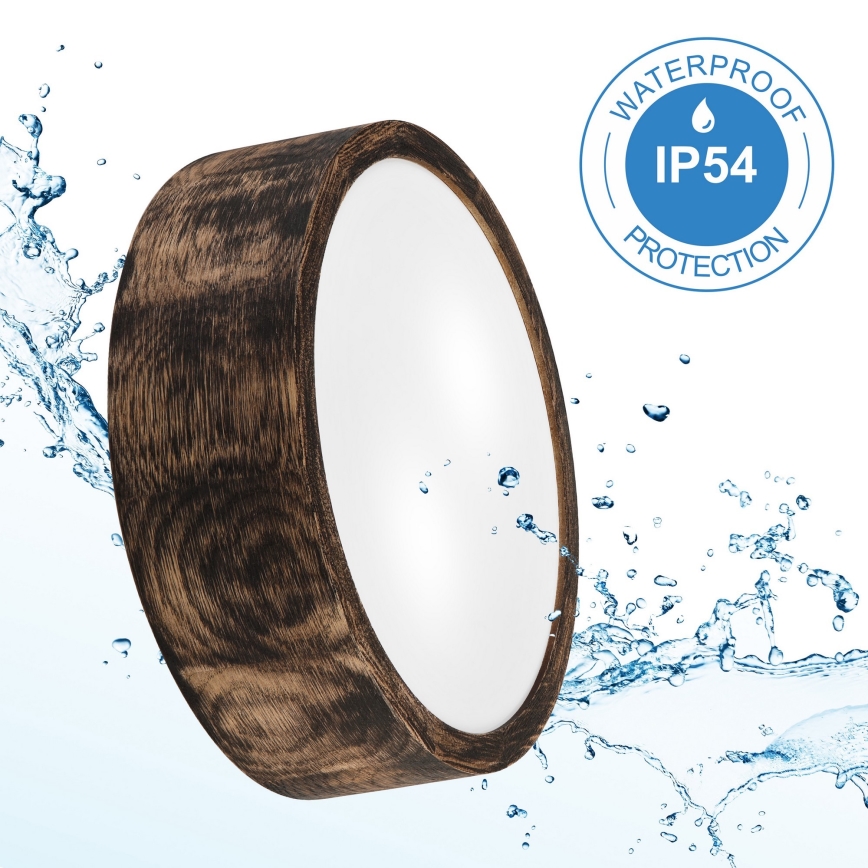 Vannas istabas griestu lampa OAK SMOKY 2xE27/15W/230V IP54 ø 27,5 cm ozols/brūna
