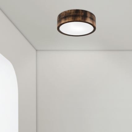 Vannas istabas griestu lampa OAK SMOKY 2xE27/15W/230V IP54 ø 27,5 cm ozols/brūna