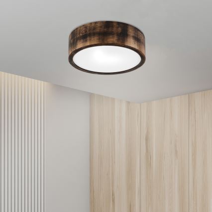 Vannas istabas griestu lampa OAK SMOKY 2xE27/15W/230V IP54 ø 27,5 cm ozols/brūna