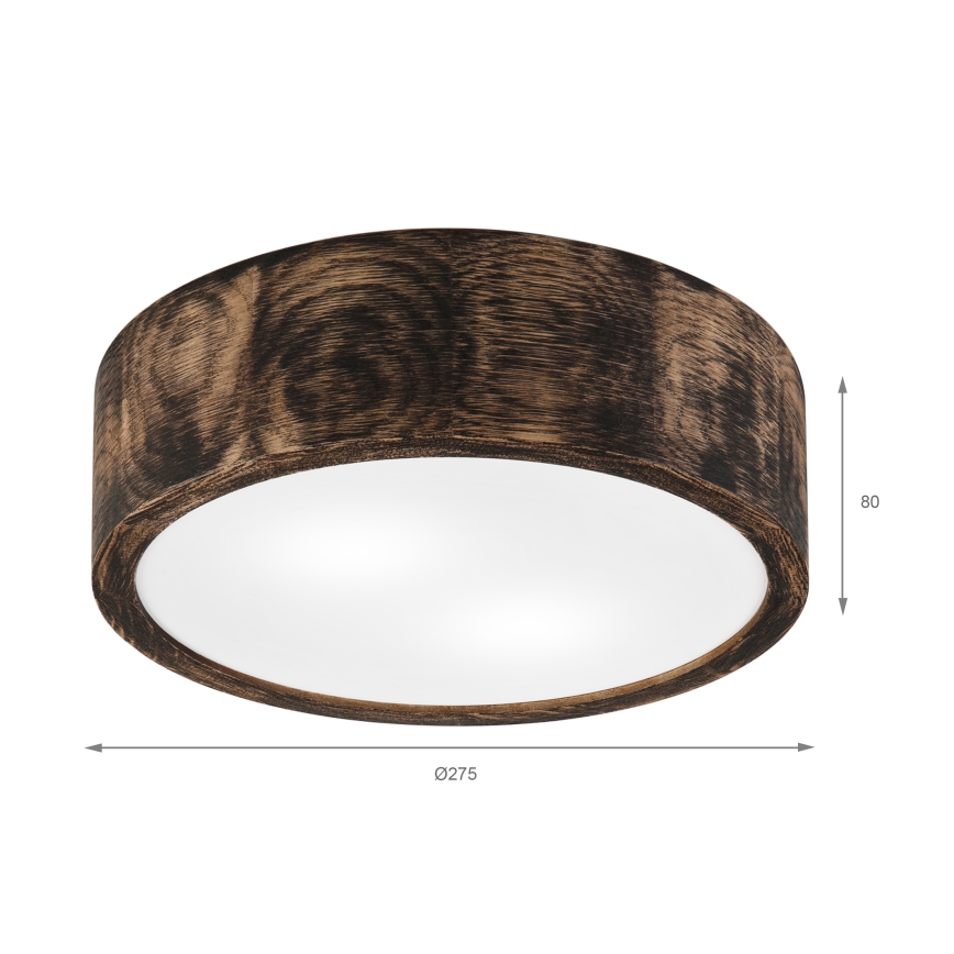 Vannas istabas griestu lampa OAK SMOKY 2xE27/15W/230V IP54 ø 27,5 cm ozols/brūna