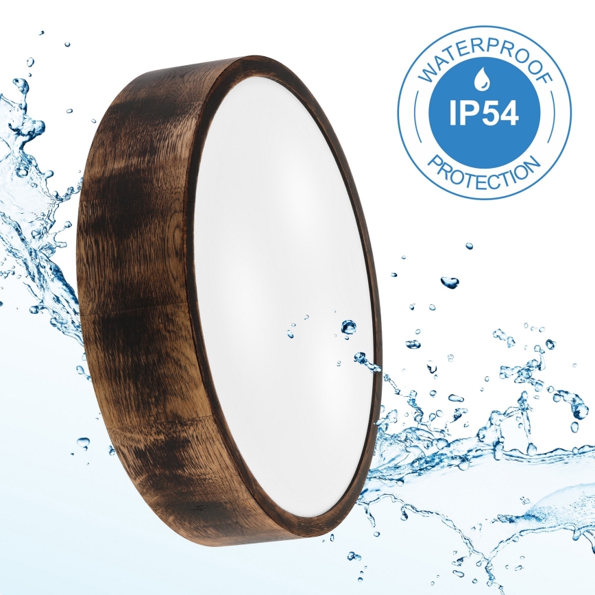 Vannas istabas griestu lampa OAK SMOKY 3xE27/15W/230V IP54 ø 37,5 cm ozols/brūna