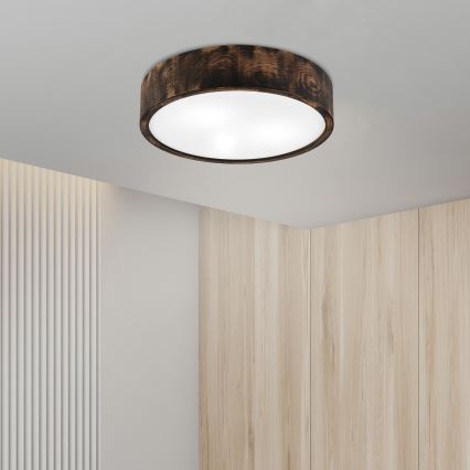 Vannas istabas griestu lampa OAK SMOKY 3xE27/15W/230V IP54 ø 37,5 cm ozols/brūna