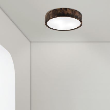 Vannas istabas griestu lampa OAK SMOKY 3xE27/15W/230V IP54 ø 37,5 cm ozols/brūna