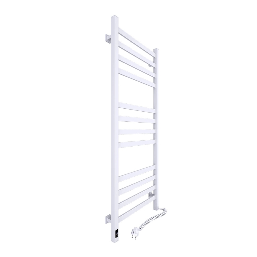 Vannas istabas kāpņu tipa dvieļu radiators ar termostatu AVANGARD 227W 120x48cm balts labais