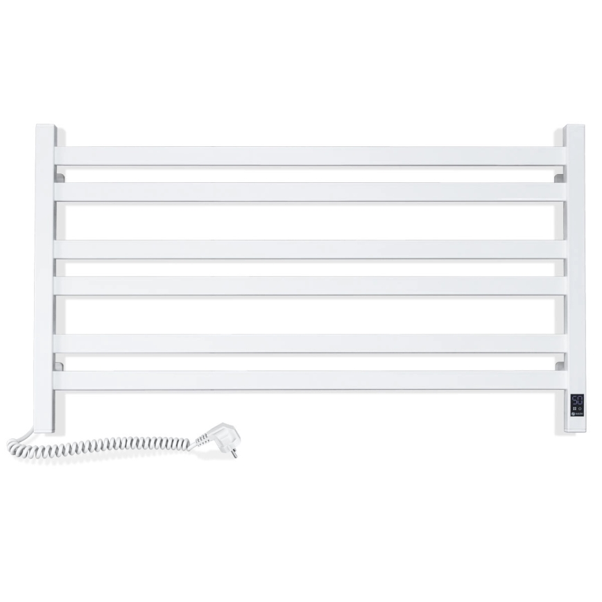 Vannas istabas dvieļu žāvētājs ar termostatu AVANGARD 316W/230V 50,6 cm IP44, balts, kreisais, kvadrātveida