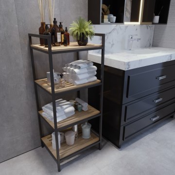 Vannas istabas plaukts STRALSUND 110x45 cm ozols/melna
