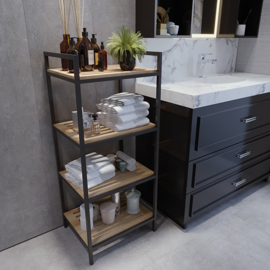Vannas istabas plaukts STRALSUND 110x45 cm ozols/melna