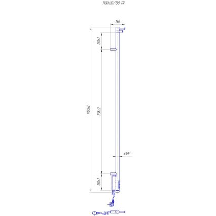 Vannas istabas radiators RAY 25W/230V 110x30 cm IP44 nerūsējošais tērauds/antracīts