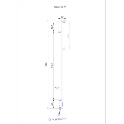 Vannas istabas radiators RAY 35W/230V 150x30 cm IP44, nerūsējošais tērauds ar spīdīgu hroma pārklājumu