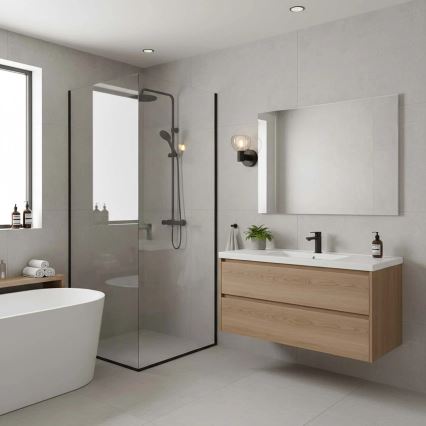 Vannas istabas sienas gaismeklis POLA 1xG9/5W/230V IP44 melns/caurspīdīgs