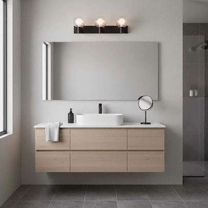 Vannas istabas sienas gaismeklis POLA 3xG9/5W/230V IP44 melns/caurspīdīgs