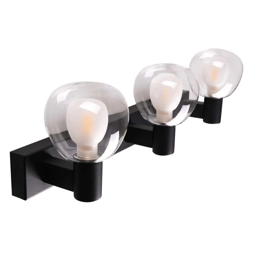 Vannas istabas sienas gaismeklis POLA 3xG9/5W/230V IP44 melns/caurspīdīgs