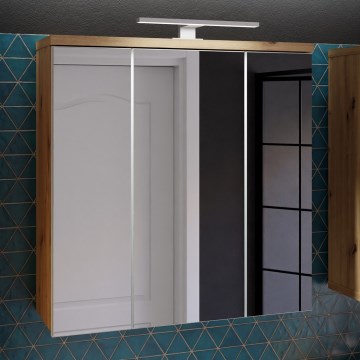 Vannas istabas sienas skapītis ar spoguli VENOM, balts/artisan ozols