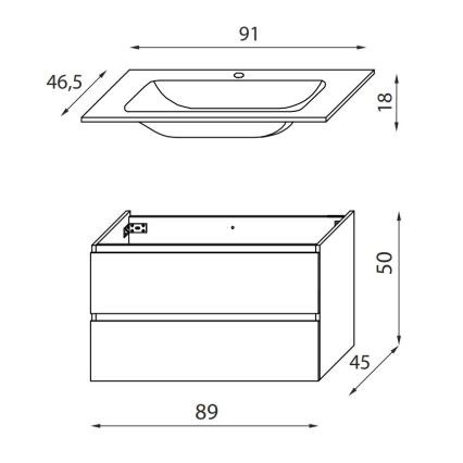 Vannas istabas skapis ar izlietni KENWOOD 91 cm, valrieksts