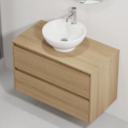 Vannas istabas skapis ar izlietni TRONDHEIM/DRAMMEN 90x57x46 cm ozols/balts