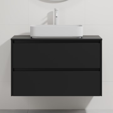 Vannas istabas skapis ar izlietni TRONDHEIM/LJORDAL 90x57x46 cm melns/balts
