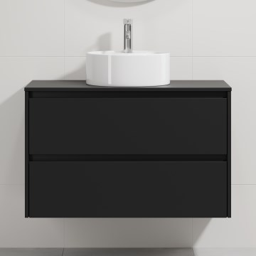 Vannas istabas skapis ar izlietni TRONDHEIM/VIKEDAL 90x57x46 cm melns/balts