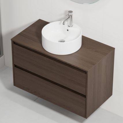 Vannas istabas skapis ar izlietni TRONDHEIM/VIKEDAL 90x57x46 cm valrieksts/balts