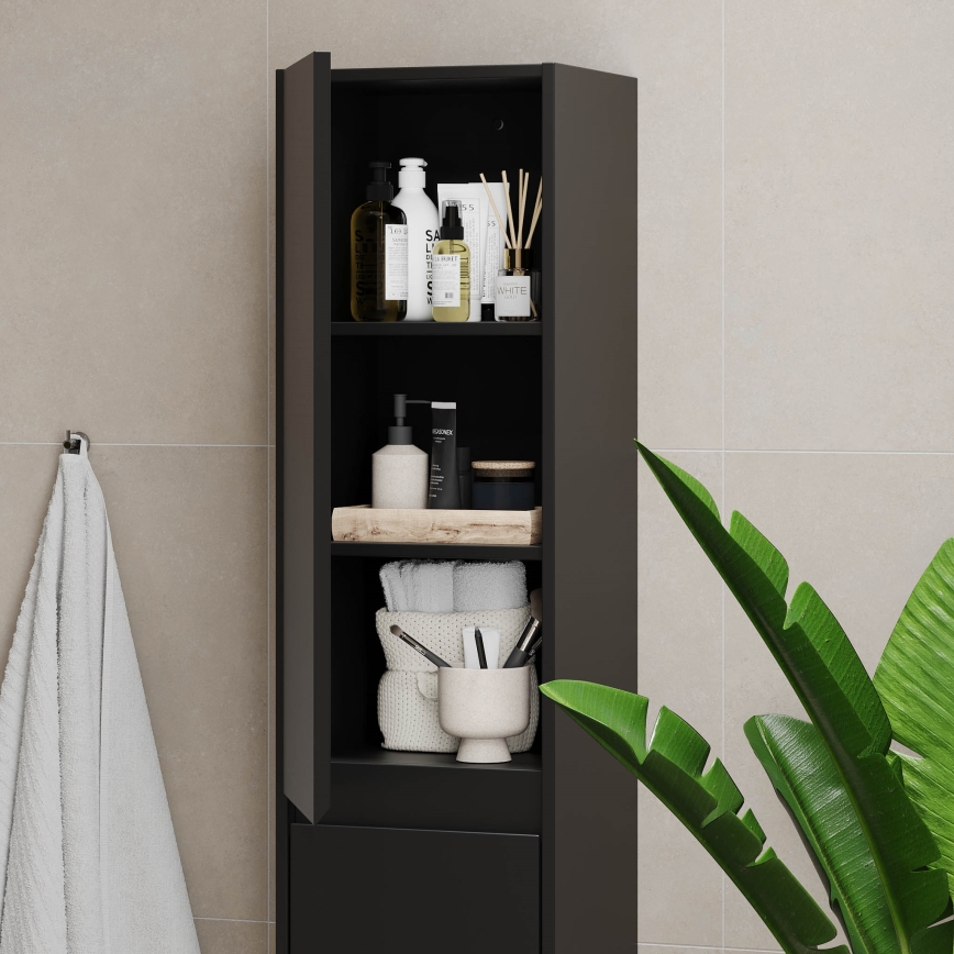 Vannas istabas skapis TRONDHEIM 35x174x30 cm melns