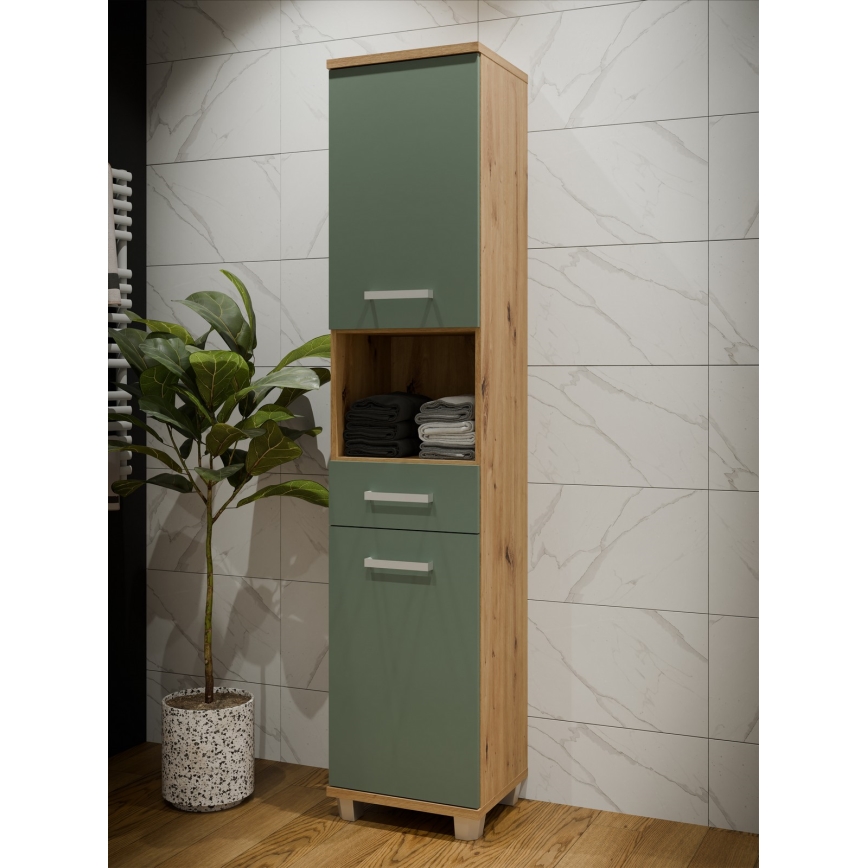 Vannas istabas skapis VENOM zaļš/artisan ozols