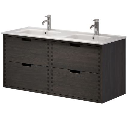 Vannas istabas skapītis ar izlietni GRIBSKOV 120 cm brūns/ozols/balts