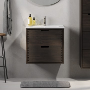 Vannas istabas skapītis ar izlietni GRIBSKOV, 60 cm, brūns/ozols/balts