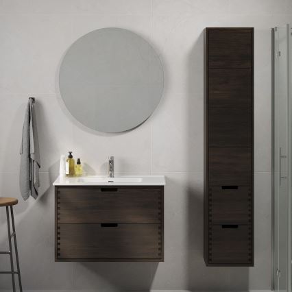 Vannas istabas skapītis ar izlietni GRIBSKOV 80 cm brūns/ozols/balts