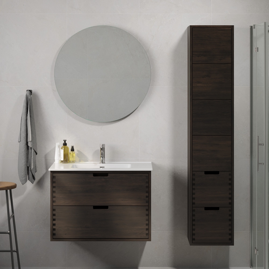 Vannas istabas skapītis ar izlietni GRIBSKOV 80 cm brūns/ozols/balts