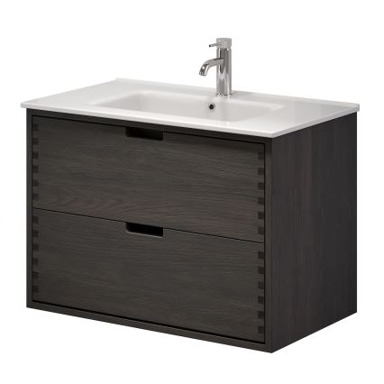 Vannas istabas skapītis ar izlietni GRIBSKOV 80 cm brūns/ozols/balts