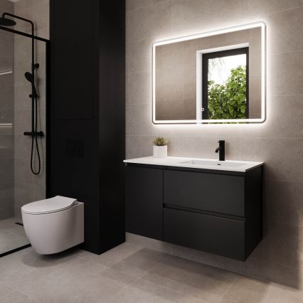 Vannas istabas skapītis ar izlietni HELSINKI 95 cm labais/melns