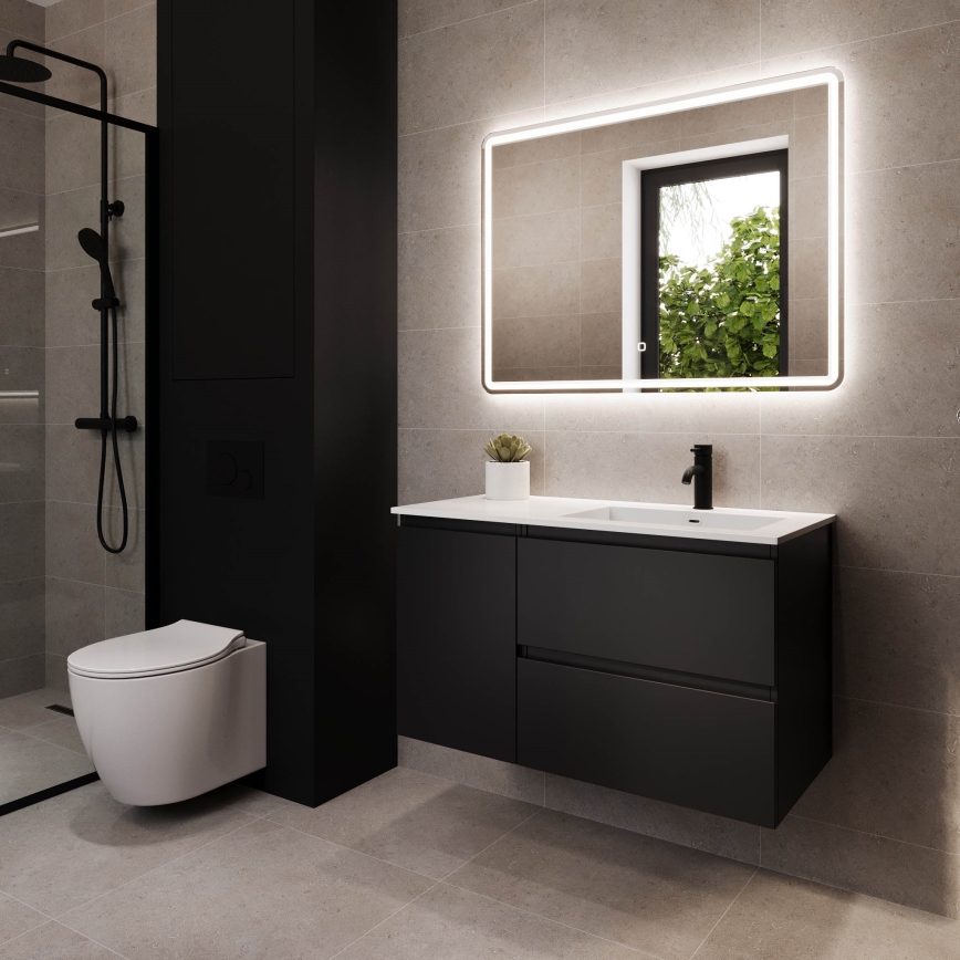 Vannas istabas skapītis ar izlietni HELSINKI 95 cm labais/melns